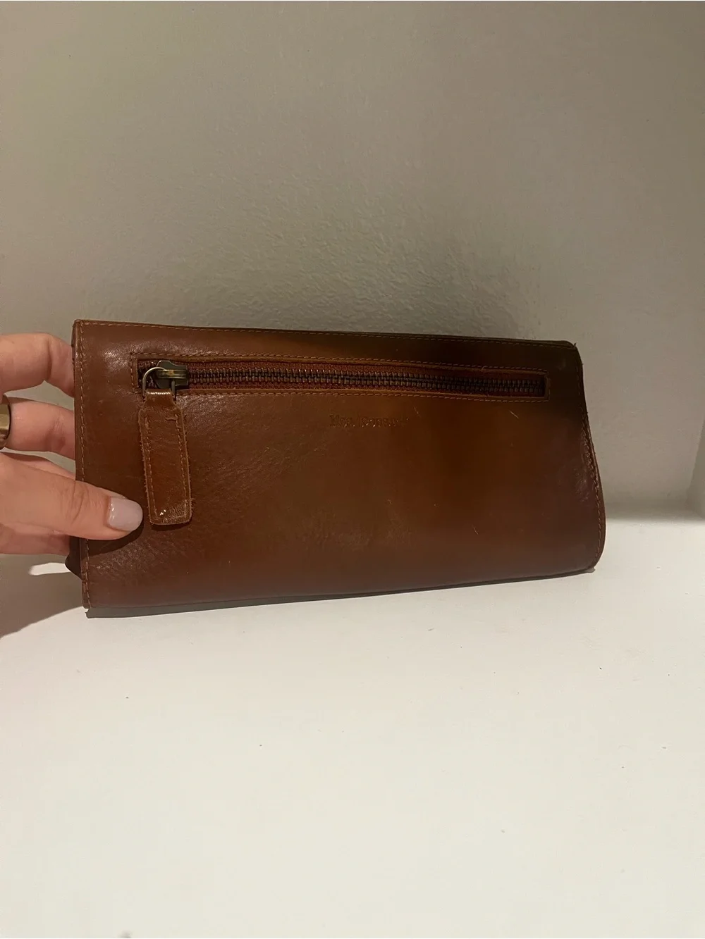 Lisa Leonard Brown Genuine Leather Tassel Clutch Wallet Organizer Boho